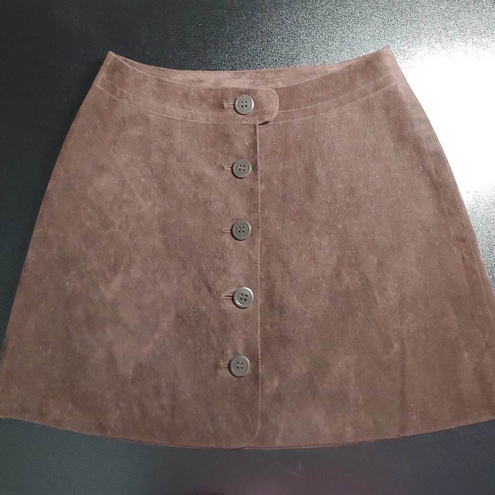 Max Studio Faux Suede Button Up Skirt